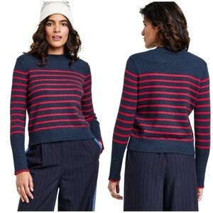 La Ligne x Target Navy Blue Red Striped Sweater Women Plus 1X Crew Neck Cashmere